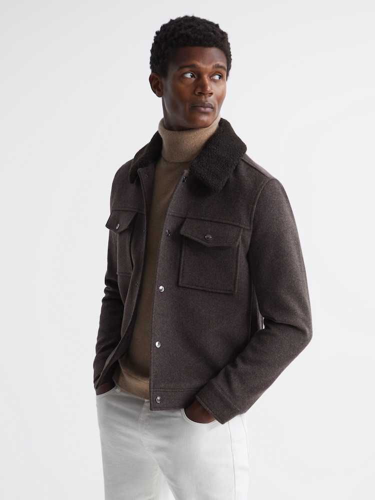 Reiss Mouse Melange Jackson Wool Blend Blouson Jacket - Image 1 of 5