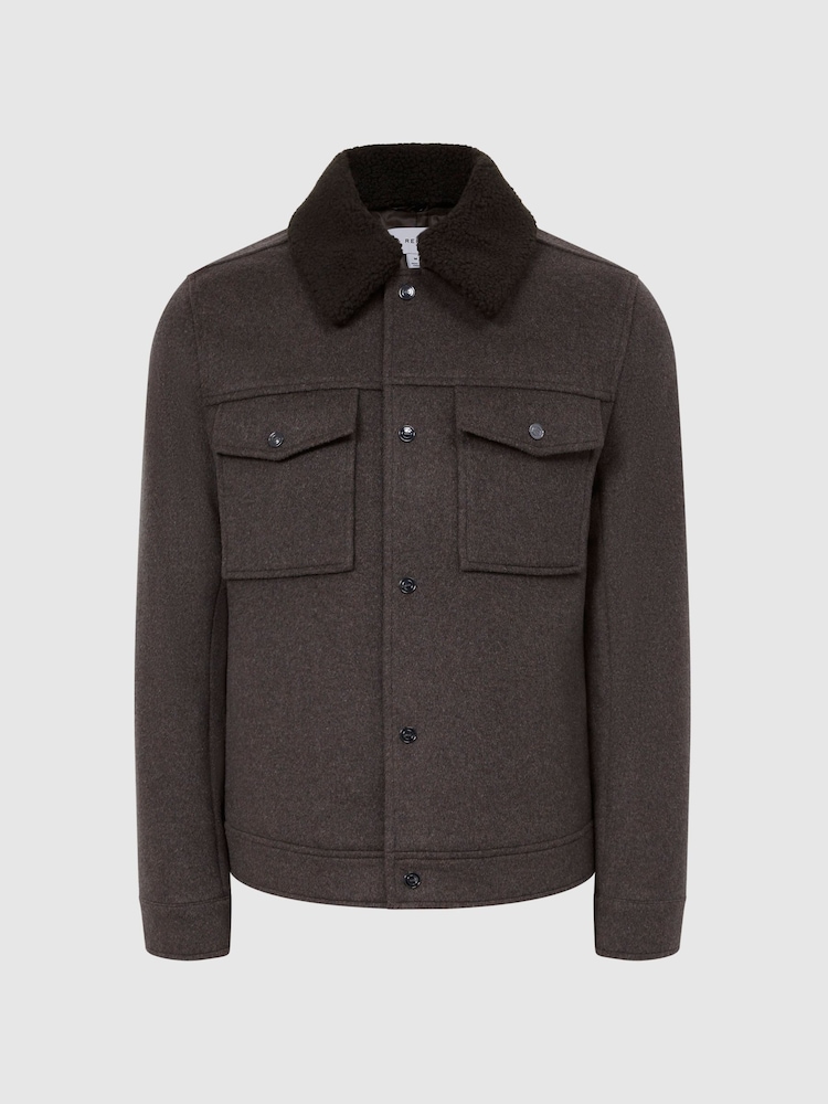Reiss Mouse Melange Jackson Wool Blend Blouson Jacket - Image 2 of 5