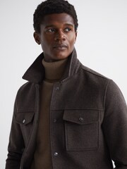 Reiss Mouse Melange Jackson Wool Blend Blouson Jacket - Image 4 of 5