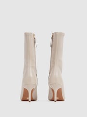 Reiss Stone Caley Pointed Kitten Heel Leather Boots - Image 4 of 6