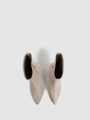 Reiss Stone Caley Pointed Kitten Heel Leather Boots - Image 6 of 6