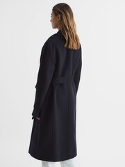 Reiss Navy Valentina Wool Scarf Blindseam Longline Coat - Image 5 of 8