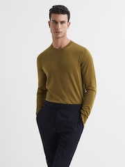 Reiss Bronze Green Wessex Merino Wool Jumper - Image 1 of 7