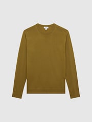 Reiss Bronze Green Wessex Merino Wool Jumper - Image 2 of 7