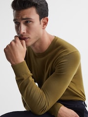 Reiss Bronze Green Wessex Merino Wool Jumper - Image 6 of 7