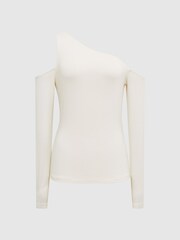 Reiss Cream Rosie Asymmetric Off Shoulder Top - Image 2 of 6