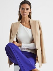 Reiss Cream Rosie Asymmetric Off Shoulder Top - Image 6 of 6