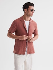 Reiss Sienna Rufus Linen Cuban Collar Shirt - Image 1 of 5