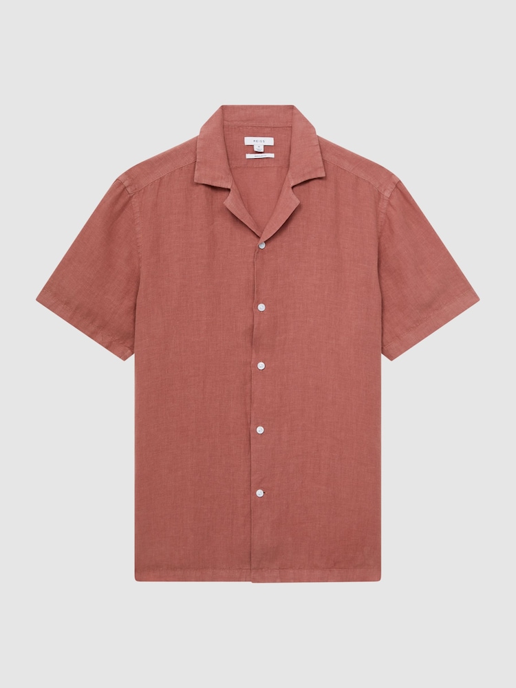 Reiss Sienna Rufus Linen Cuban Collar Shirt - Image 2 of 5