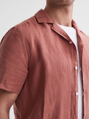 Reiss Sienna Rufus Linen Cuban Collar Shirt - Image 4 of 5