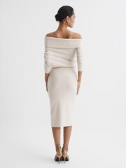 Reiss Cream Sutton Off Shoulder Knitted Dress - Image 5 of 5