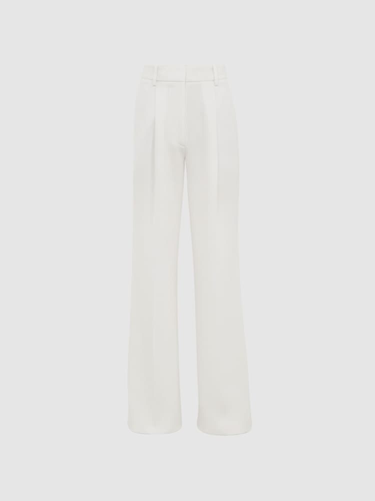 Reiss White Tatum Crepe Wide Leg Trousers - Image 2 of 7