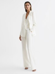 Reiss White Tatum Crepe Wide Leg Trousers - Image 6 of 7