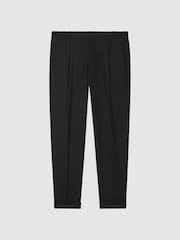 Reiss Black Brighton Relaxed Drawstring Trousers with Turn-Ups - Image 2 of 7