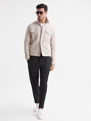 Reiss Black Brighton Relaxed Drawstring Trousers with Turn-Ups - Image 6 of 7