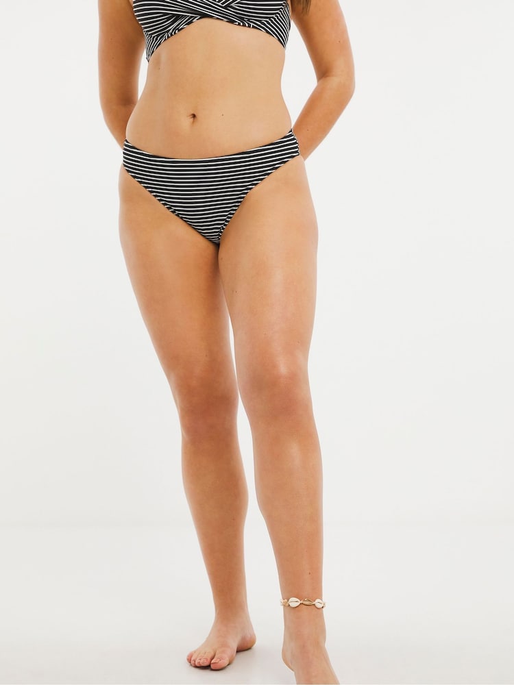 Figleaves Tailor gestreifte Bikinihose, schwarz - Bild 2 von 4