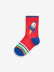Rainbow Stripe Transport Cotton Rich Socks 7 Pack - Image 2 of 8