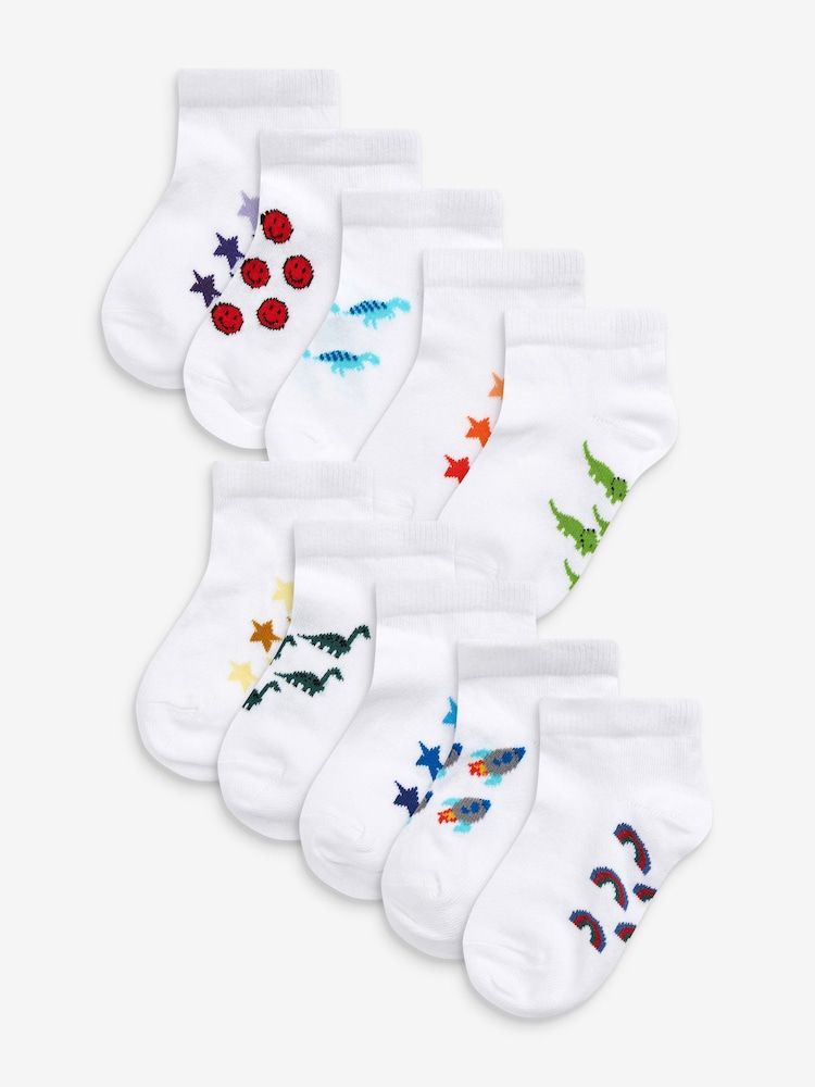 White Character 10 Pack Cotton Rich Trainer Socks - Image 1 of 12