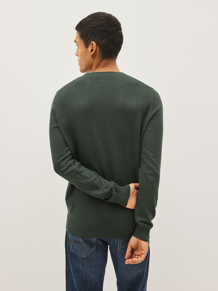 Lyle & Scott Emerald Green Crew Neck Cotton Merino Jumper - Image 2 of 4
