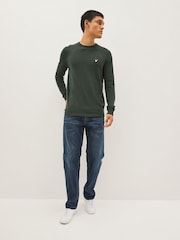 Lyle & Scott Emerald Green Crew Neck Cotton Merino Jumper - Image 3 of 4