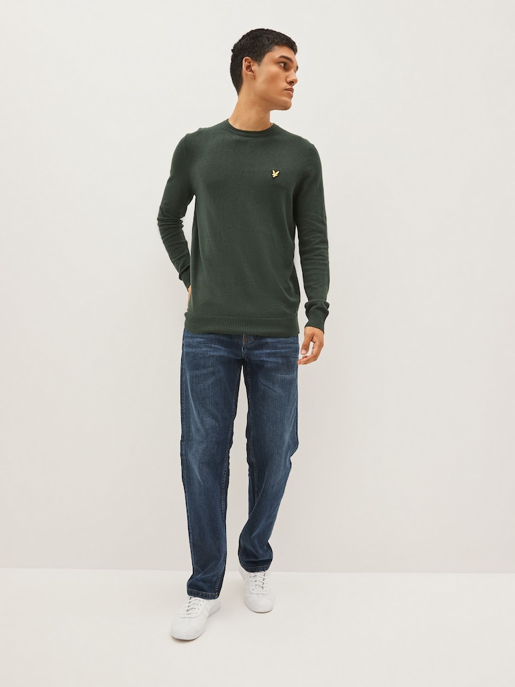 Lyle & Scott Emerald Green Crew Neck Cotton Merino Jumper - Image 3 of 4