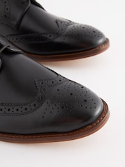 Black Wide Fit Contrast Sole Leather Brogues - Image 4 of 6