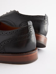Black Wide Fit Contrast Sole Leather Brogues - Image 5 of 6