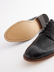 Black Wide Fit Contrast Sole Leather Brogues - Image 6 of 6