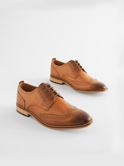 Tan Brown Wide Fit Contrast Sole Leather Brogues - Image 1 of 1