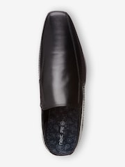 Black Wide Fit Leather Panel Slip-On Shoes - Image 3 of 5