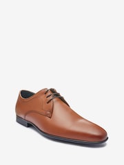 Tan Brown Wide Fit Leather Plain Derby Shoes - Image 2 of 5