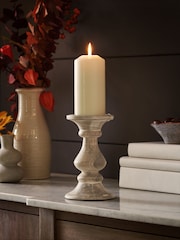 Wood Pillar Candle Holder Brown Small - Image 1 of 3