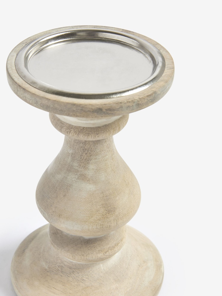 Wood Pillar Candle Holder Brown Small - Image 2 of 3