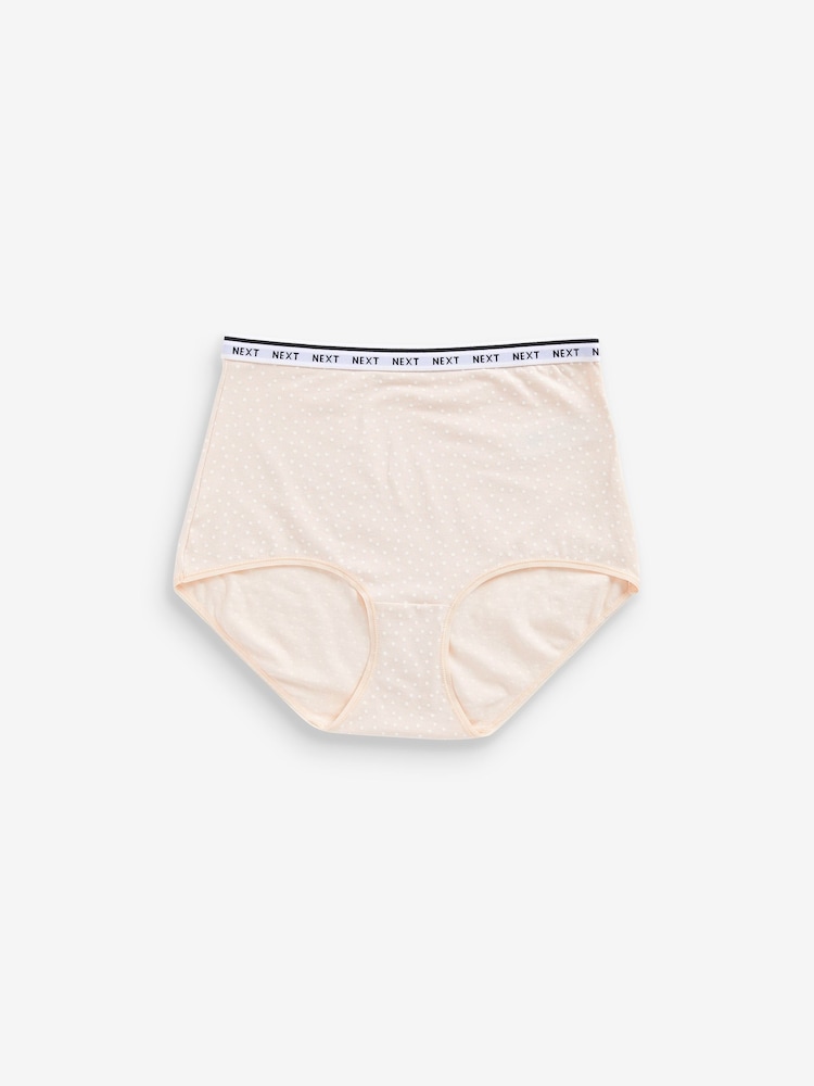 Navy/ Pink Spot Full Brief Cotton Rich Logo Knickers 4 Pack - Image 7 of 8