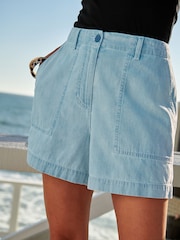 Mid Blue Cargo Denim Shorts - Image 3 of 6
