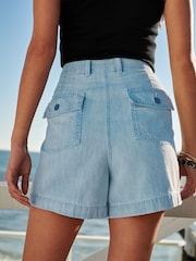 Mid Blue Cargo Denim Shorts - Image 4 of 6