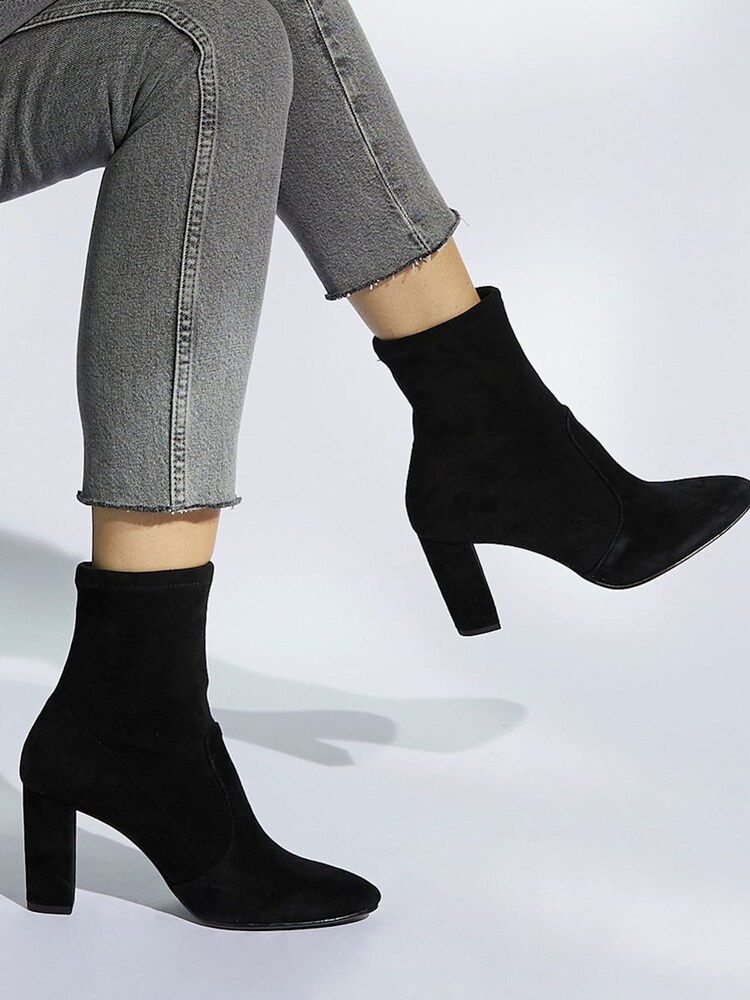 Dune London Black Optical Stretch Sock Ankle Boots - Image 6 of 6