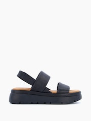 Dune London Black Location Padded Flatform Sandals - Image 2 of 6