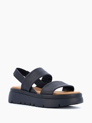 Dune London Black Location Padded Flatform Sandals - Image 3 of 6