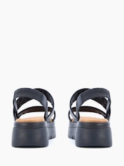 Dune London Black Location Padded Flatform Sandals - Image 4 of 6