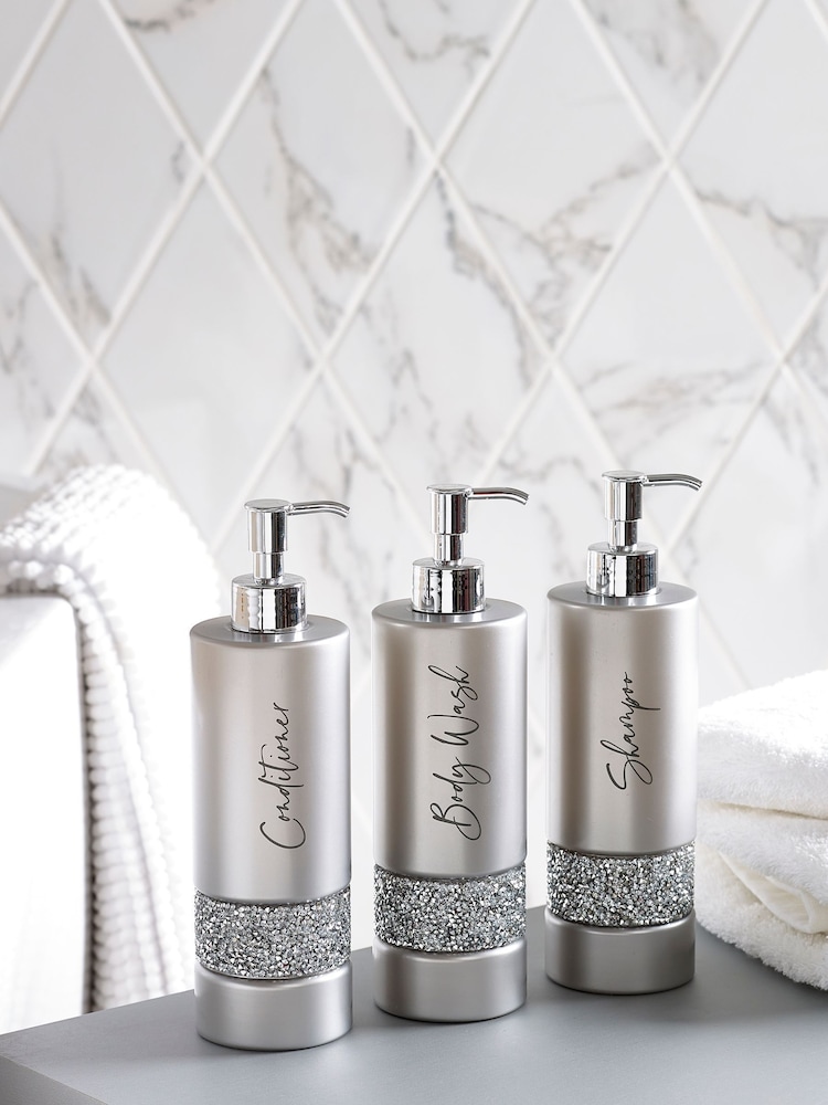 Set of 3 Silver Harper Gem Reusable Dispenser Bottles - Image 1 of 5