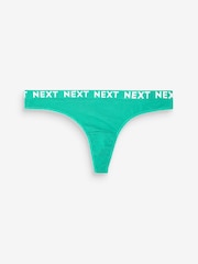 Multi Thong Cotton Rich Logo Knickers 4 Pack - Image 3 of 6