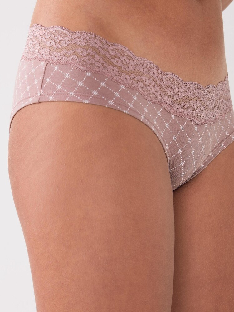 Crème/bleu marine - Culotte en coton mélangé bordée de dentelle 4 Pack - Image 4 of 8
