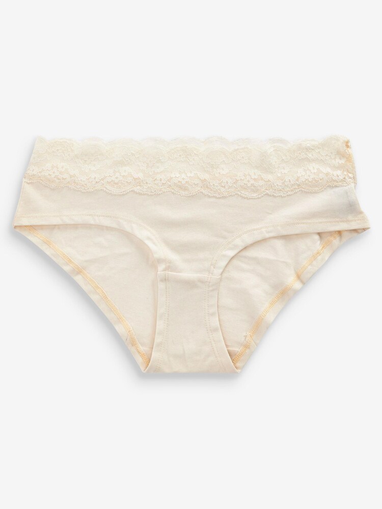 Crème/bleu marine - Culotte en coton mélangé bordée de dentelle 4 Pack - Image 6 of 8