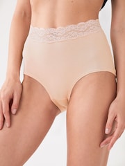 Blush Pink Full Brief Cotton and Lace Knickers 4 Pack - Image 2 of 6