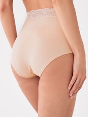 Blush Pink Full Brief Cotton and Lace Knickers 4 Pack - Image 3 of 6