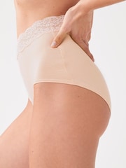 Blush Pink Full Brief Cotton and Lace Knickers 4 Pack - Image 4 of 6