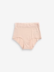 Blush Pink Full Brief Cotton and Lace Knickers 4 Pack - Image 6 of 6