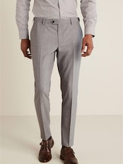 Grey Slim Fit Motion Flex Stretch Wool Blend Suit: Trousers - Image 1 of 5
