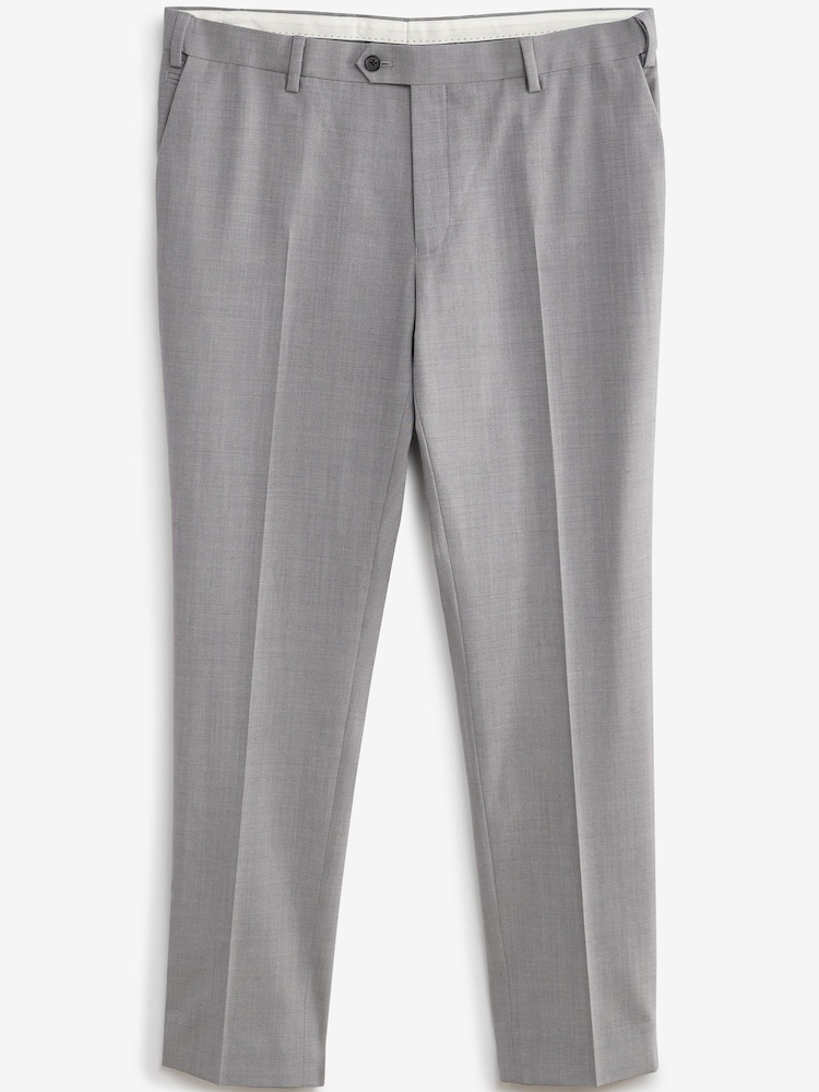 Grey Slim Fit Motion Flex Stretch Wool Blend Suit: Trousers - Image 2 of 5
